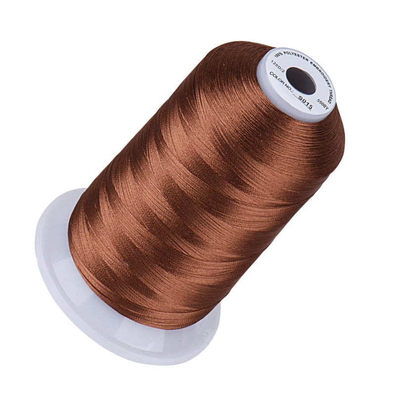 Simthread 5500Yds Embroidery Thread, 5000M High-Yardage 40WT 100% Polyester Thread - 170+ Vivid Colors, High-Speed Rated - Compatible with Brother, Singer, Janome & More - Toasted Almond S015 - Image 1